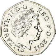 50 Pence - Elizabeth II 4th portrait; Basketball obverse image