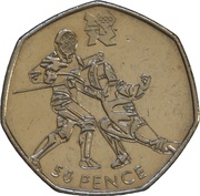 50 Pence - Elizabeth II 4th portrait; Fencing, United Kingdom, 2011 reverse image
