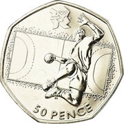 50 Pence - Elizabeth II 4th portrait; Handball, United Kingdom, 2011 reverse image