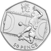 50 Pence - Elizabeth II Handball; Silver, United Kingdom, 2011 reverse image