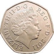 50 Pence - Elizabeth II 4th portrait; Football obverse image