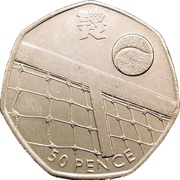 50 Pence - Elizabeth II 4th portrait; Tennis, United Kingdom, 2011 reverse image