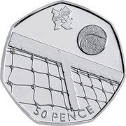 50 Pence - Elizabeth II Tennis; Silver, United Kingdom, 2011 reverse image