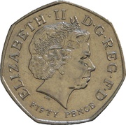 50 Pence - Elizabeth II 4th portrait; WWF obverse image