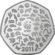 50 Pence - Elizabeth II WWF; Silver Proof, United Kingdom, 2011 reverse image