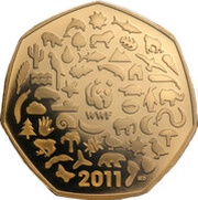 50 Pence - Elizabeth II WWF; Gold Proof, United Kingdom, 2011 reverse image