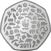 50 Pence - Elizabeth II WWF; Silver Piedfort, United Kingdom, 2011 reverse image
