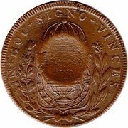 40 Réis - Pedro I Countermarked 80 Réis, Brazil, 1823-1831 reverse image