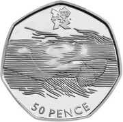 50 Pence - Elizabeth II 4th portrait; Aquatics, 1st issue (withdrawn), United Kingdom, 2011 reverse image
