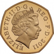 50 Pence - Elizabeth II Volleyball; Gold Proof obverse image