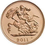 ½ Sovereign - Elizabeth II 4th portrait; modified reverse, with BP, United Kingdom, 2011-2015 reverse image