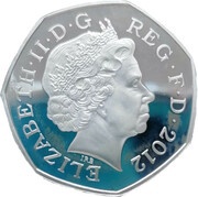 50 Pence - Elizabeth II 4th portrait; Royal Shield, Silver Proof obverse image