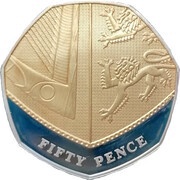 50 Pence - Elizabeth II 4th portrait; Royal Shield, Silver Proof, United Kingdom, 2012 reverse image