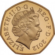 50 Pence - Elizabeth II Athletics; Gold Piedfort obverse image