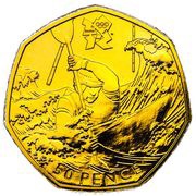 50 Pence - Elizabeth II Canoeing; Gold Piedfort, United Kingdom, 2012 reverse image