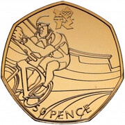 50 Pence - Elizabeth II Cycling; Gold Piedfort, United Kingdom, 2012 reverse image