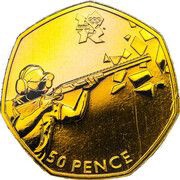 50 Pence - Elizabeth II Shooting; Gold Piedfort, United Kingdom, 2012 reverse image