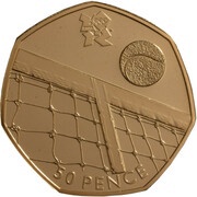 50 Pence - Elizabeth II Tennis; Gold Piedfort, United Kingdom, 2012 reverse image