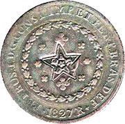 40 Réis - Pedro II Countermarked 80 Réis with star CEARÁ, Brazil, 1834 reverse image