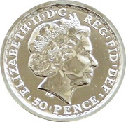 50 Pence - Elizabeth II 4th portrait; 1/4 oz Fine Silve (.999) obverse image