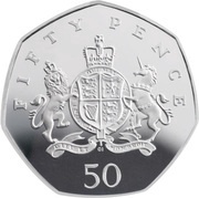 50 Pence - Elizabeth II Christopher Ironside; Silver Proof, United Kingdom, 2013 reverse image