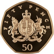 50 Pence - Elizabeth II Christopher Ironside; Gold Proof, United Kingdom, 2013 reverse image