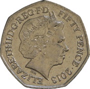 50 Pence - Elizabeth II 4th portrait; Benjamin Britten obverse image
