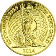 50 Pence - Elizabeth II 4th portrait; 1/40 oz Fine Gold, United Kingdom, 2014 reverse image