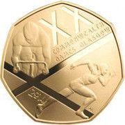 50 Pence - Elizabeth II Commonwealth Games; Gold Proof, United Kingdom, 2014 reverse image
