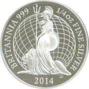 50 Pence - Elizabeth II 5th portrait; 1/4 oz Fine Silver, United Kingdom, 2014 reverse image