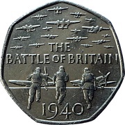 50 Pence - Elizabeth II 5th portrait; Battle of Britain, United Kingdom, 2015 reverse image