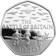 50 Pence - Elizabeth II Battle of Britain; Silver Proof, United Kingdom, 2015 reverse image