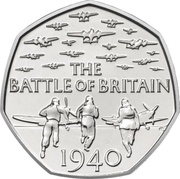 50 Pence - Elizabeth II 4th portrait; Battle of Britain, United Kingdom, 2015 reverse image