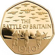 50 Pence - Elizabeth II Battle of Britain; Gold Proof, United Kingdom, 2015 reverse image