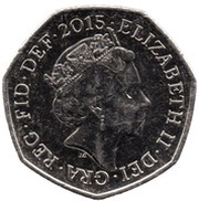 50 Pence - Elizabeth II 5th portrait; Royal Shield obverse image