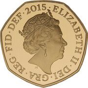 50 Pence - Elizabeth II 5th portrait; Royal Shield, Gold Proof obverse image