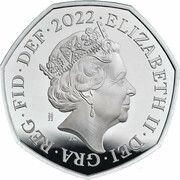 50 Pence - Elizabeth II 5th portrait; Royal Shield, Platinum Proof obverse image