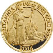 50 Pence - Elizabeth II 5th portrait; 1/40 oz Fine Gold, United Kingdom, 2016 reverse image