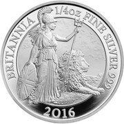 50 Pence - Elizabeth II 5th portrait; 1/4 oz Fine Silver, United Kingdom, 2016 reverse image