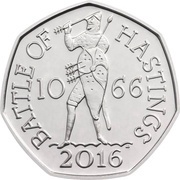50 Pence - Elizabeth II 5th portrait; Battle of Hastings, United Kingdom, 2016 reverse image