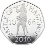 50 Pence - Elizabeth II Battle of Hastings; Silver Piedfort, United Kingdom, 2016 reverse image