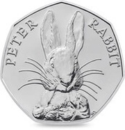 50 Pence - Elizabeth II 5th portrait; Peter Rabbit, United Kingdom, 2016 reverse image