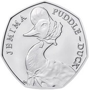 50 Pence - Elizabeth II 5th portrait; Jemima Puddle-Duck, United Kingdom, 2016 reverse image