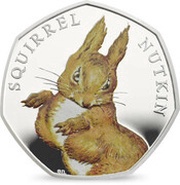 50 Pence - Elizabeth II Squirrel Nutkin; Silver Proof, United Kingdom, 2016 reverse image