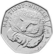 50 Pence - Elizabeth II 5th portrait; Mrs Tiggy-Winkle, United Kingdom, 2016 reverse image