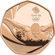 50 Pence - Elizabeth II Team GB Olympics; Gold Proof, United Kingdom, 2016 reverse image