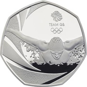 50 Pence - Elizabeth II Team GB Olympics; Silver Piedfort, United Kingdom, 2016 reverse image