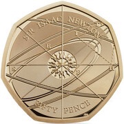 50 Pence - Elizabeth II Sir Isaac Newton; Gold Proof, United Kingdom, 2017 reverse image