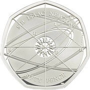 50 Pence - Elizabeth II Sir Isaac Newton; Silver Piedfort, United Kingdom, 2017 reverse image