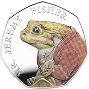 50 Pence - Elizabeth II Mr. Jeremy Fisher; Silver Proof, United Kingdom, 2017 reverse image